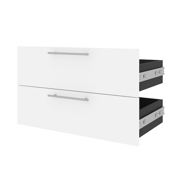 Orion 2 Drawer Set for Orion 30W Shelving Unit, White & Walnut Grey